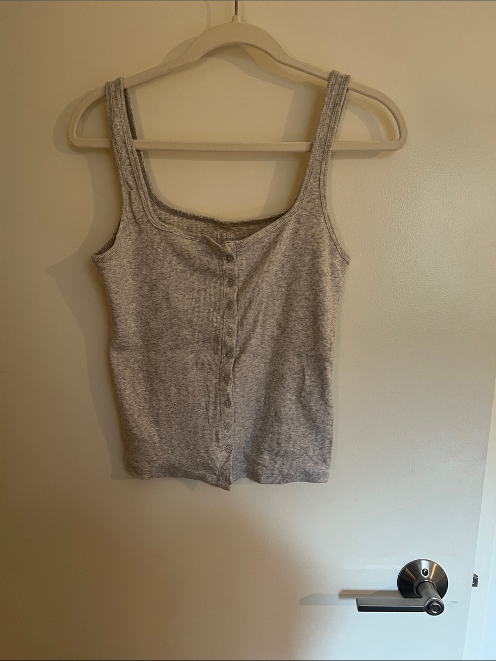 Hollister Light Gray Ribbed Button-Up Tank